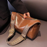 Vintage PU Leather Boston Bag – Women's Small Designer Crossbody - Himpall